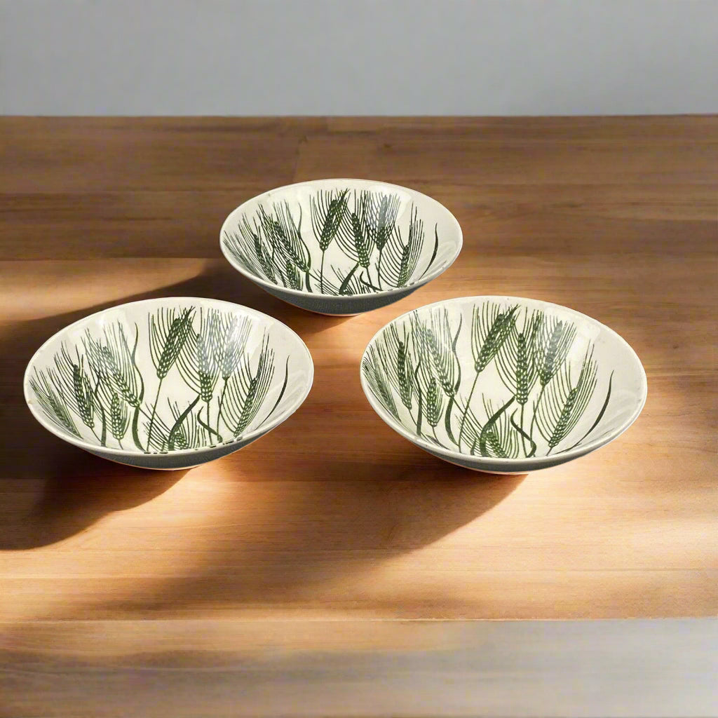 3- Vintage 1954 Homer Laughlin Americana Green Wheat Fruit Bowls 5.5 inches