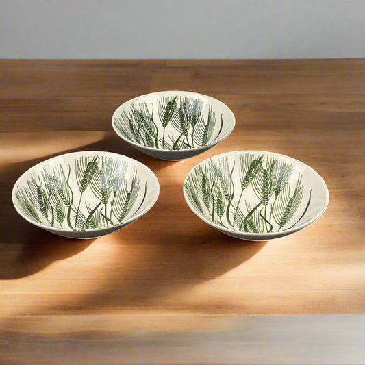 3- Vintage 1954 Homer Laughlin Americana Green Wheat Fruit Bowls 5.5 inches