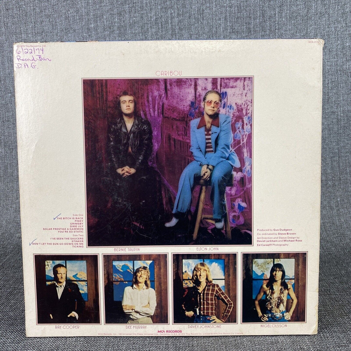 Elton John Caribou Vinyl LP Record 1974