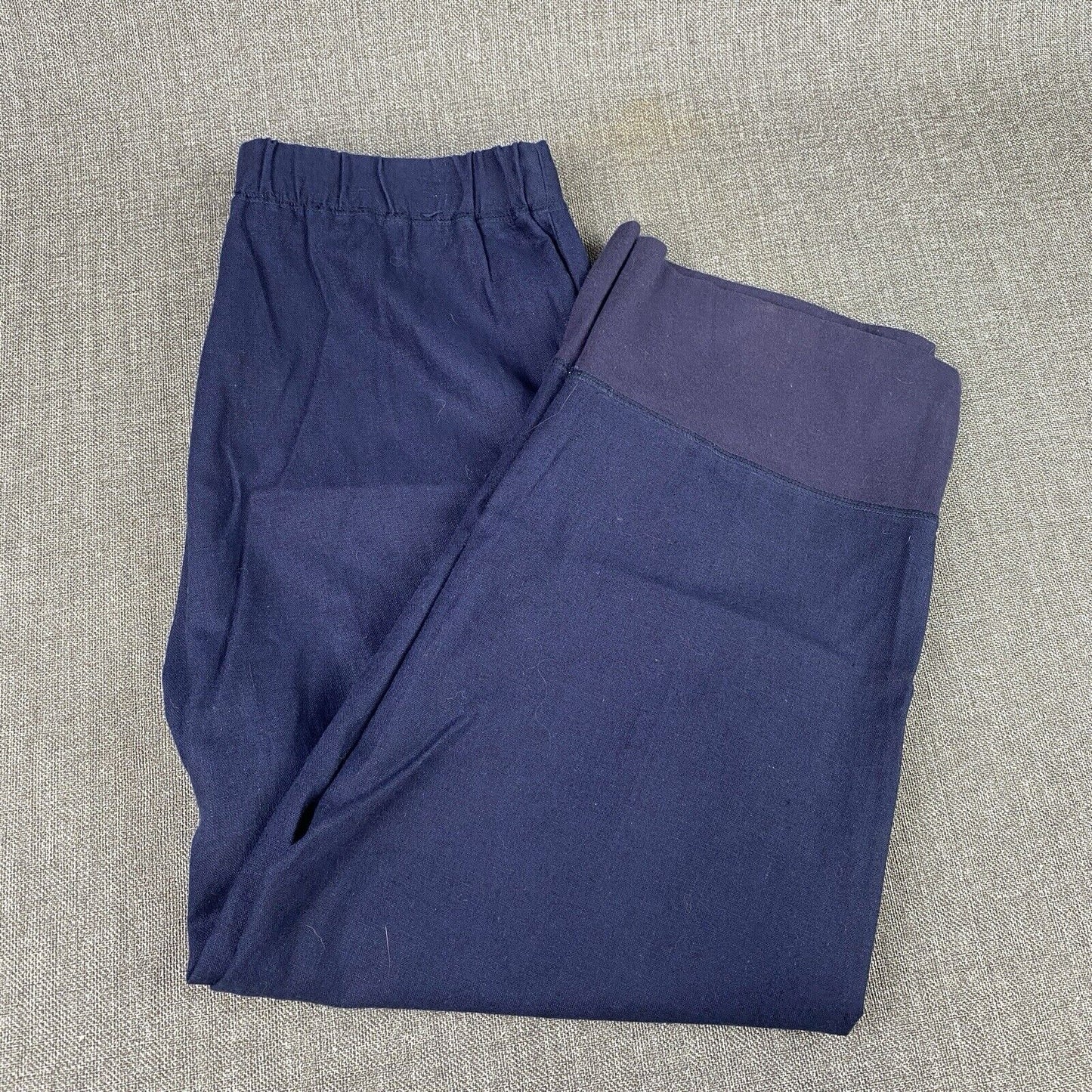 Kim Rogers Linen Mix Pants Capris Medium 4 side buttons trim hems