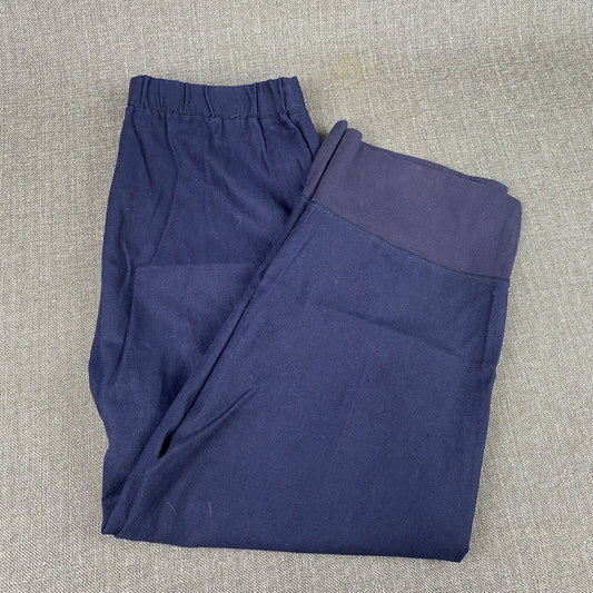 Kim Rogers Linen Mix Pants Capris Medium 4 side buttons trim hems