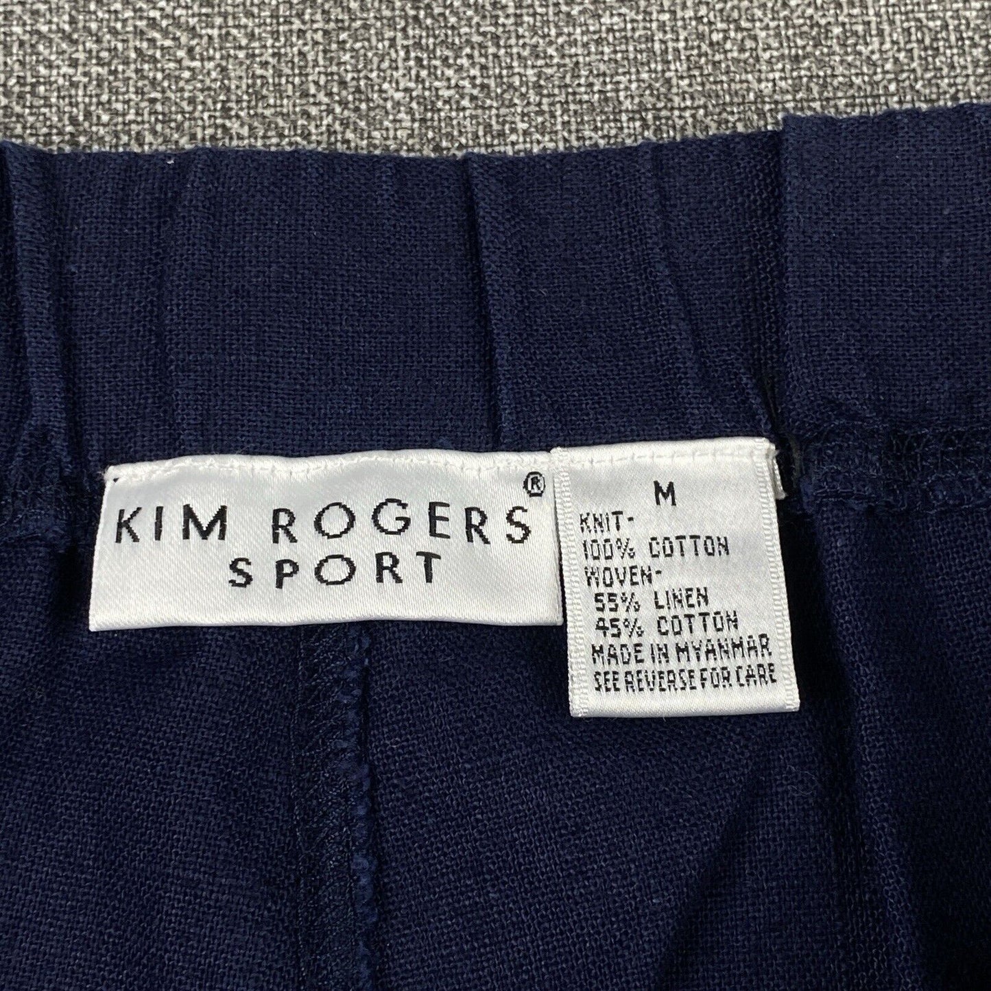 Kim Rogers Linen Mix Pants Capris Medium 4 side buttons trim hems