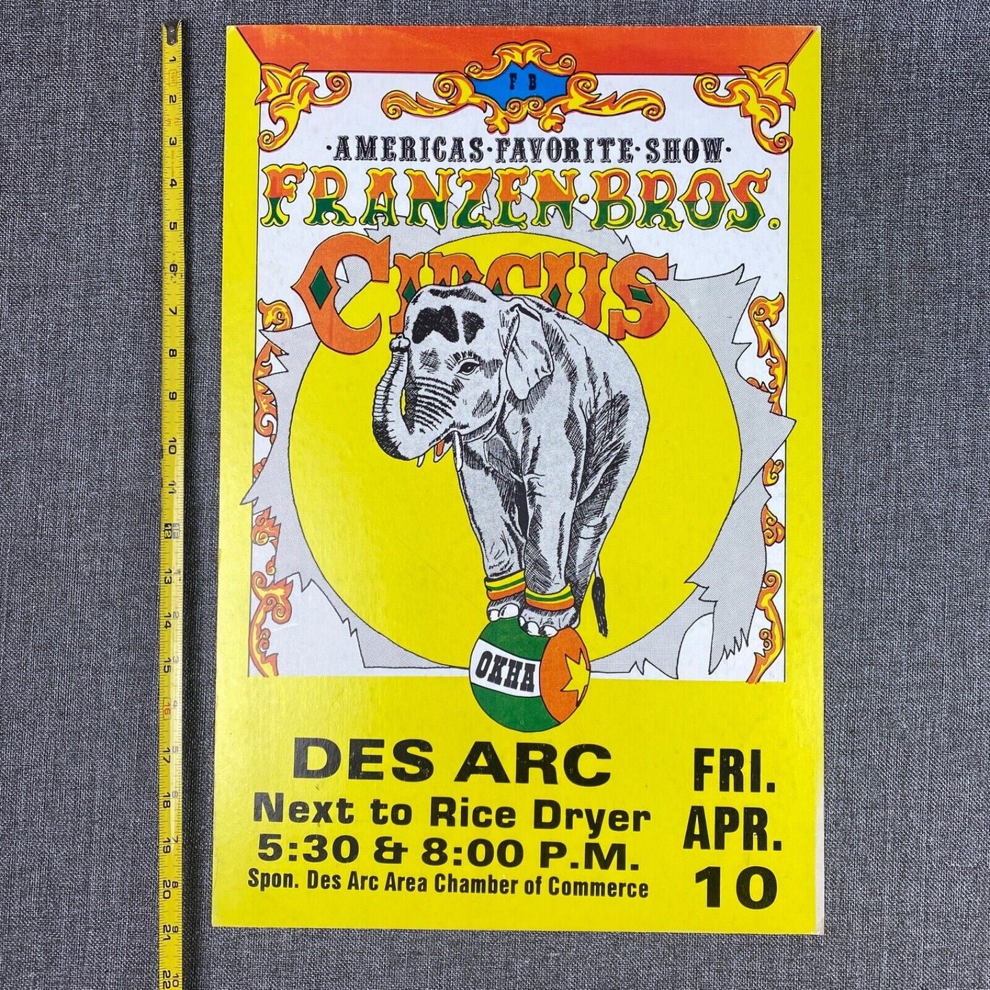 Franzen Bros Des Arc Circus Vintage Cardboard Poster