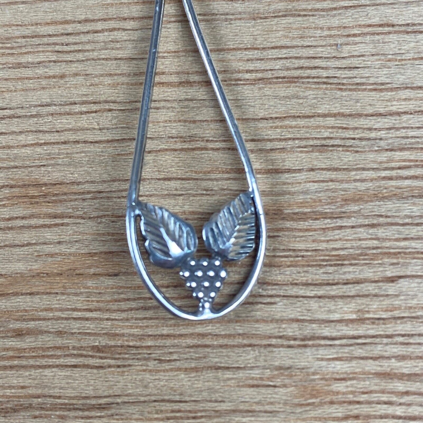 Vintage Silver Drop Dangle Earrings with Leaves and Grapes