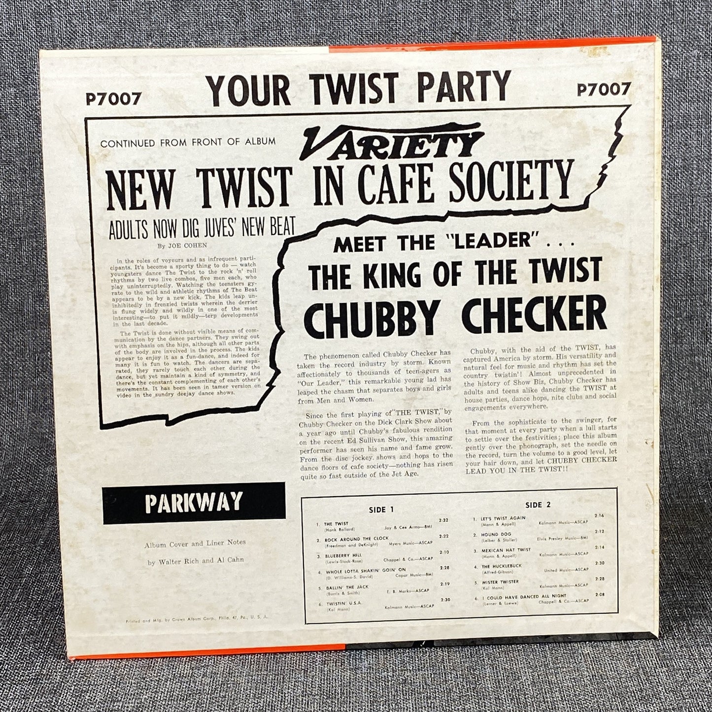 Chubby Checker Your Twist Party Vinyl Record by Parkway Records 1960 - EXCELLENT