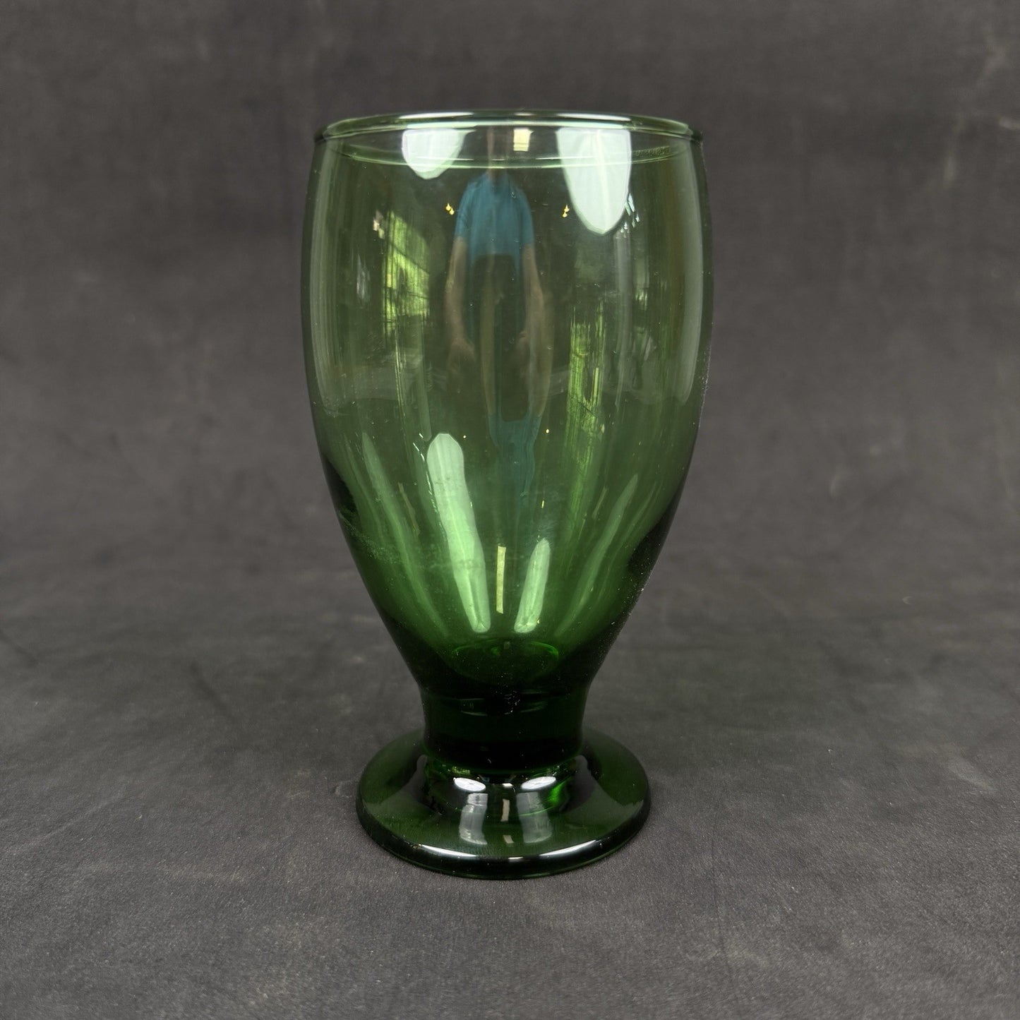 Set 4 Cristar Emerald Green Glass 5 1/4" Pedestal Water Wine Goblet Mid Century