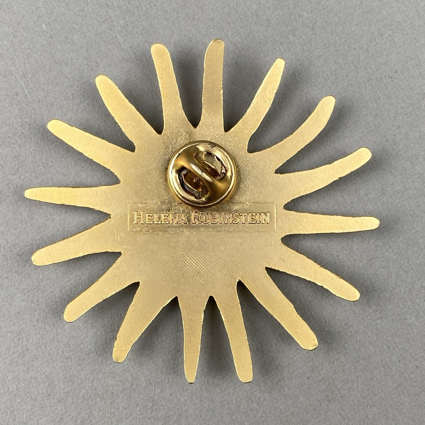 Vintage Helena Rubinstein Gold Tone Star / Sun shaped Brooch / Pin 2.25"