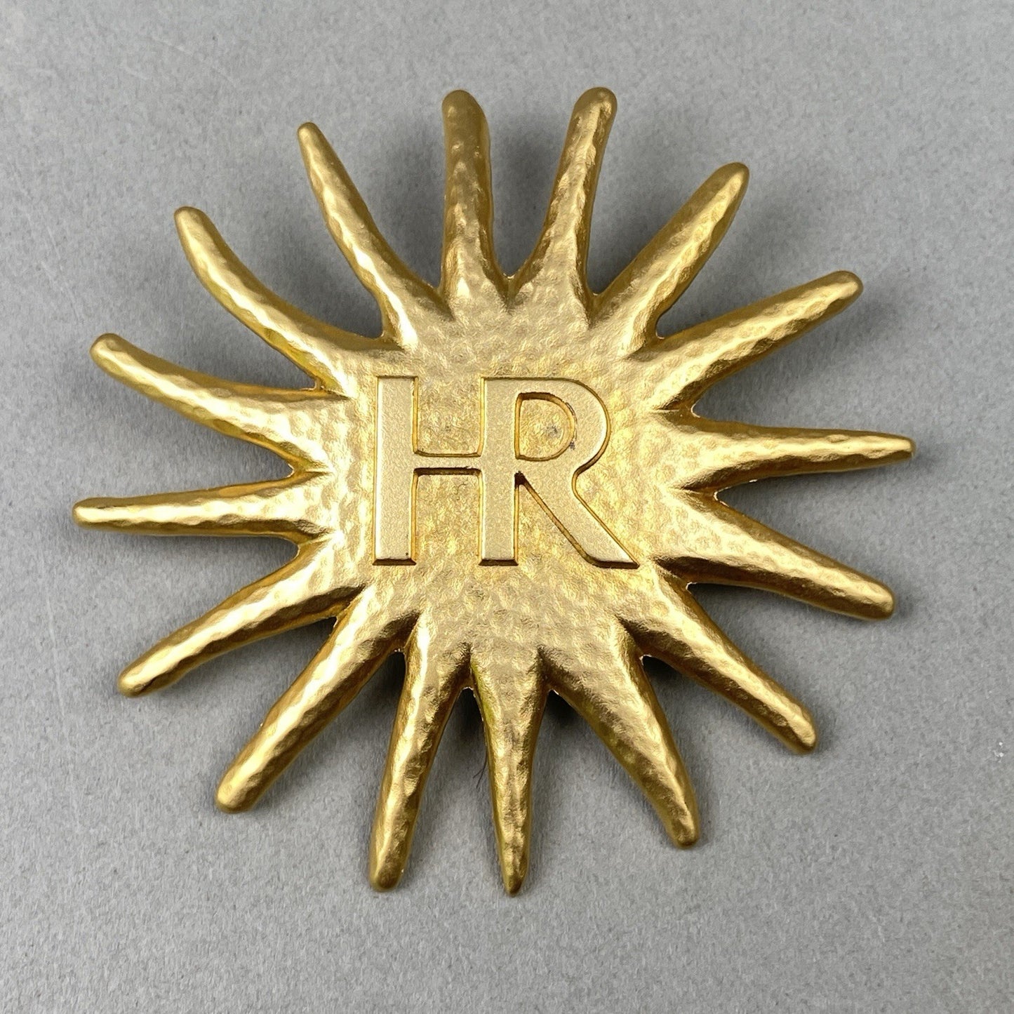 Vintage Helena Rubinstein Gold Tone Star / Sun shaped Brooch / Pin 2.25"