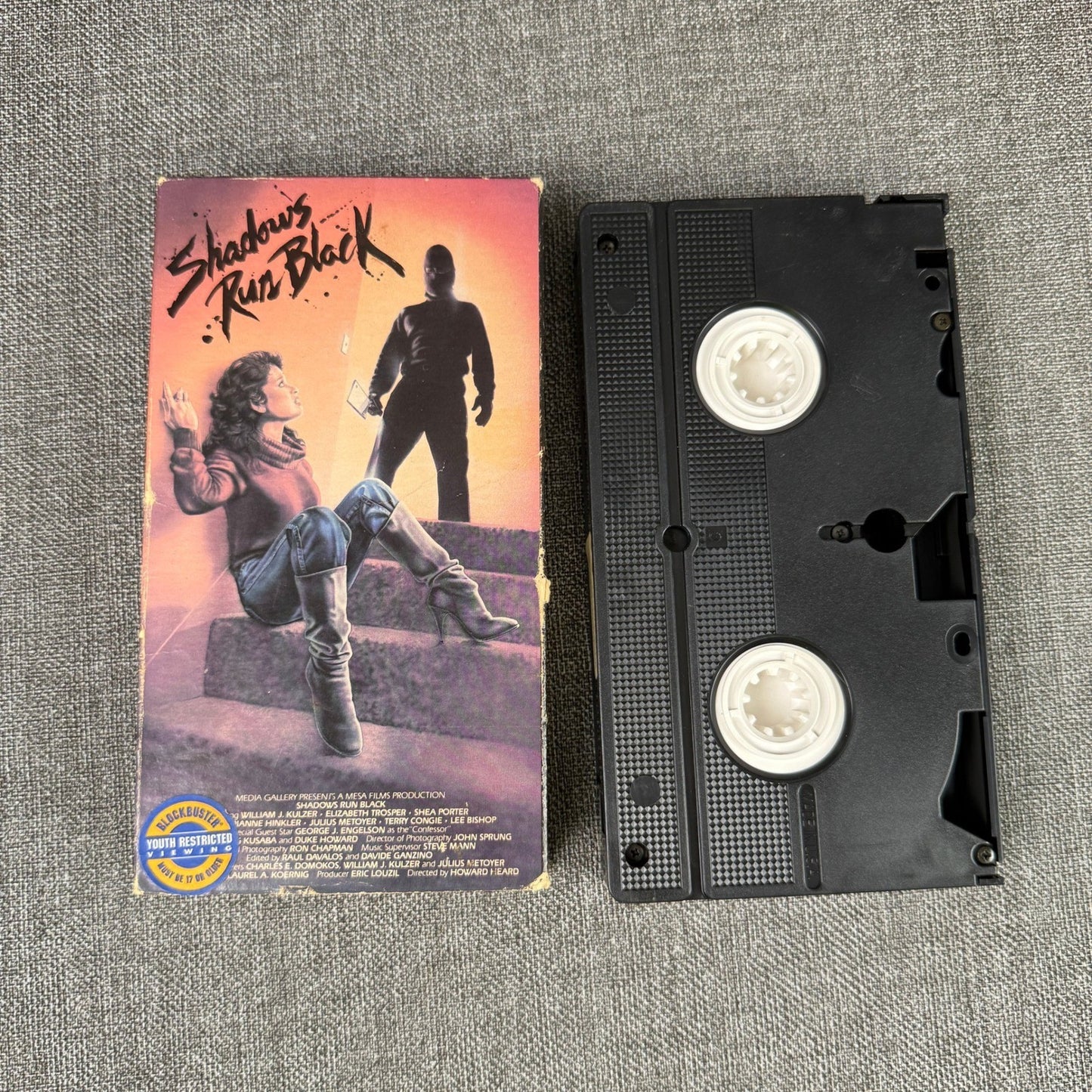 Shadows Run Black VHS Horror Movie Tape 1984 Lightning Video Blockbuster