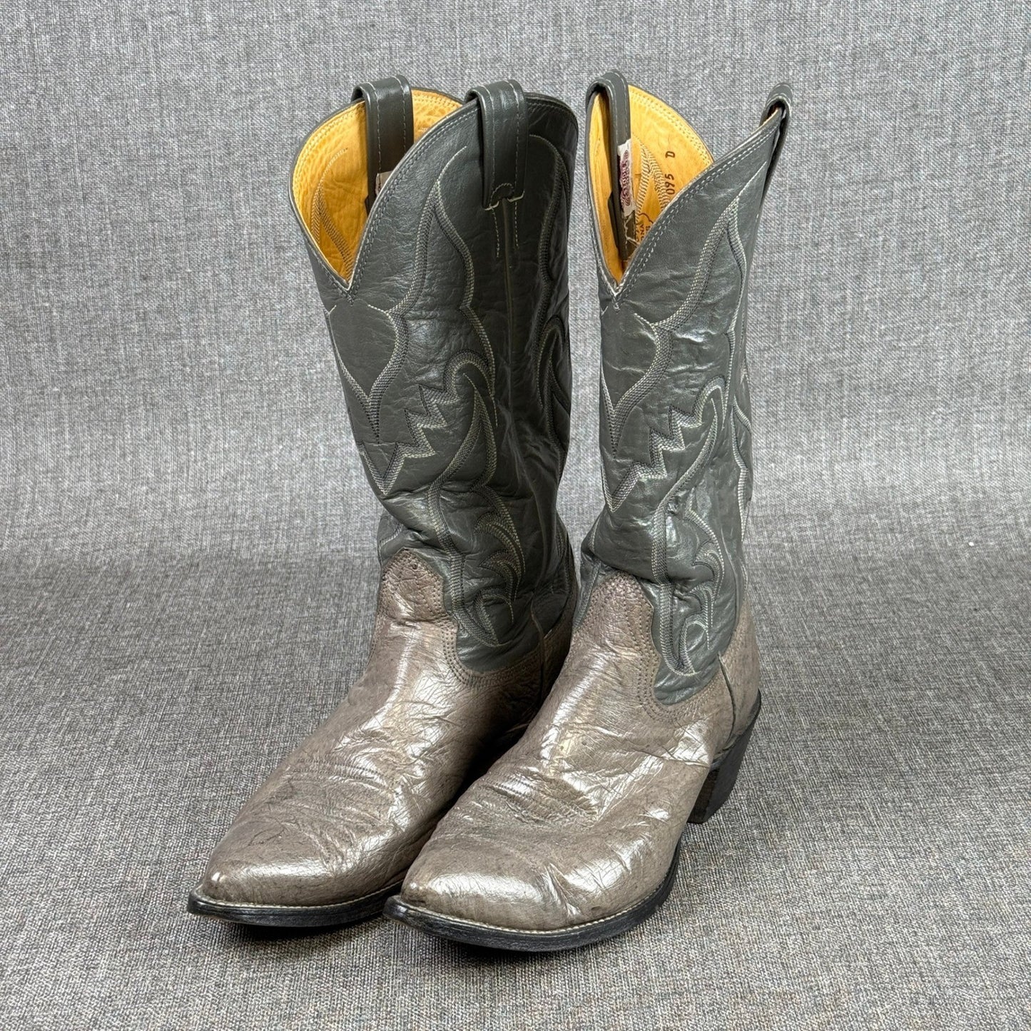 Nocona Cowboy Boots Mens Sz 9.5 D Gray Leather Western Style Made in USA