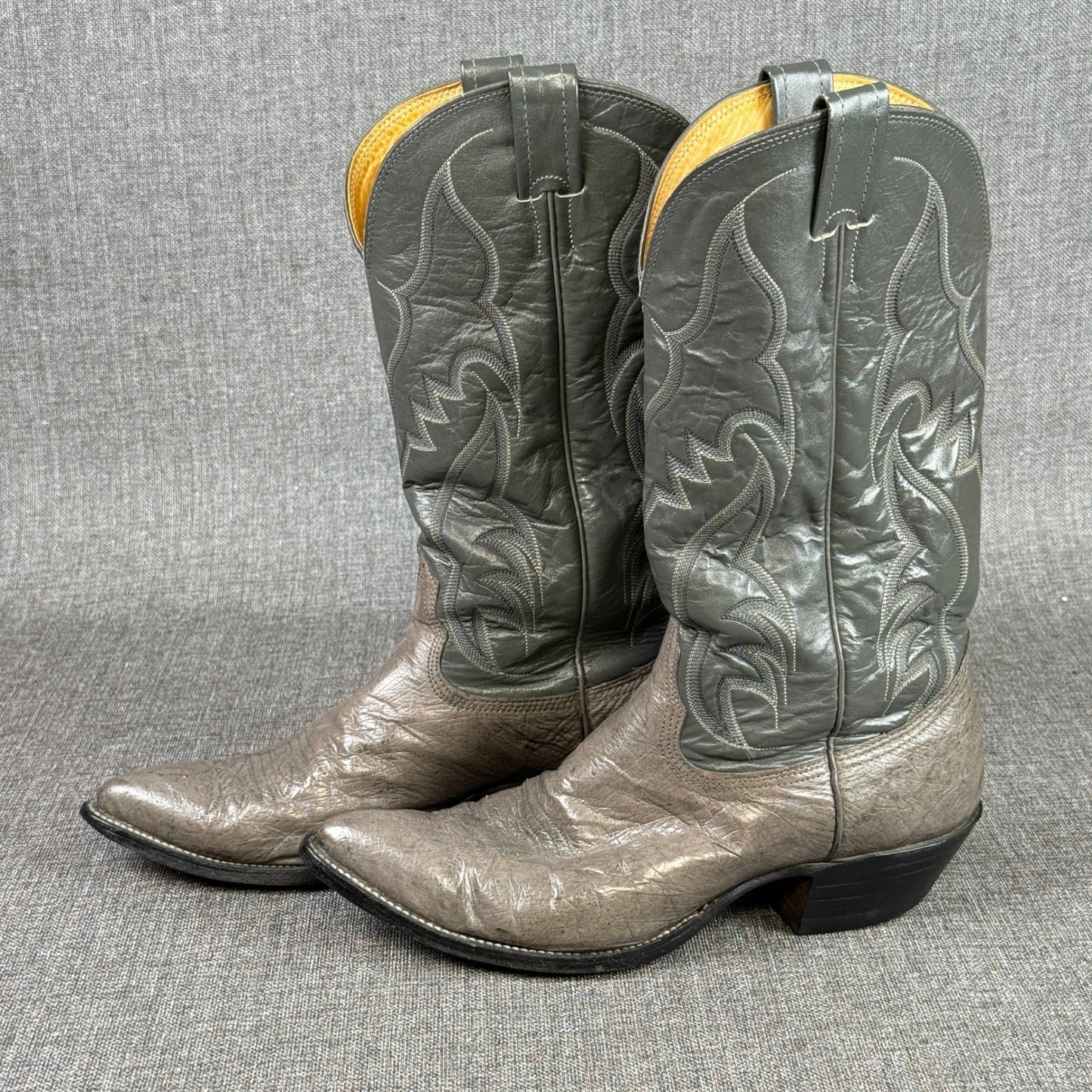 Nocona Cowboy Boots Mens Sz 9.5 D Gray Leather Western Style Made in USA