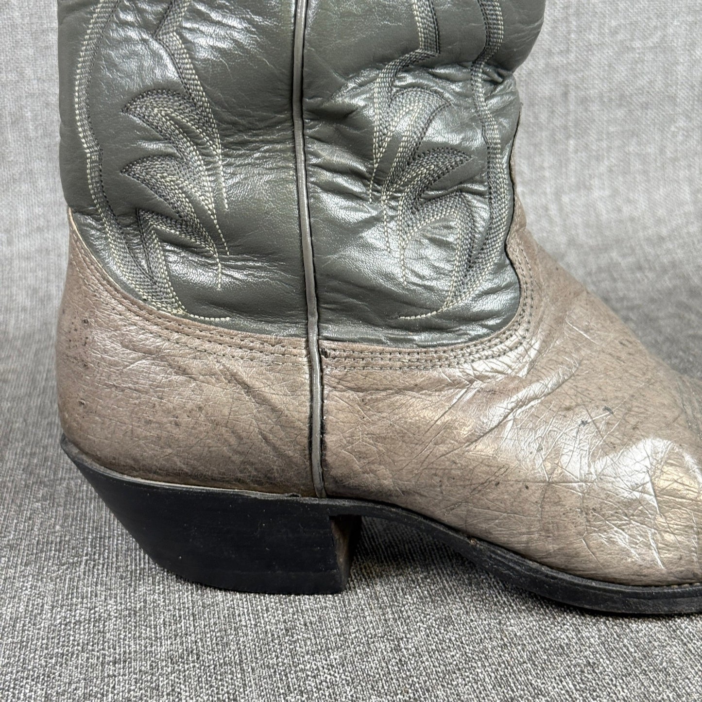 Nocona Cowboy Boots Mens Sz 9.5 D Gray Leather Western Style Made in USA