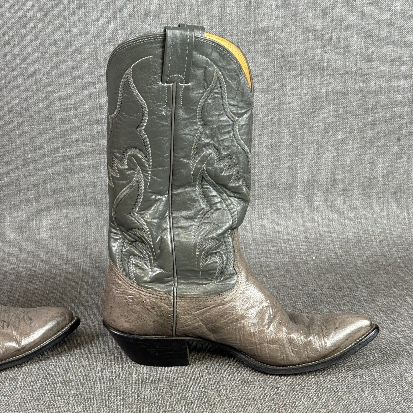 Nocona Cowboy Boots Mens Sz 9.5 D Gray Leather Western Style Made in USA