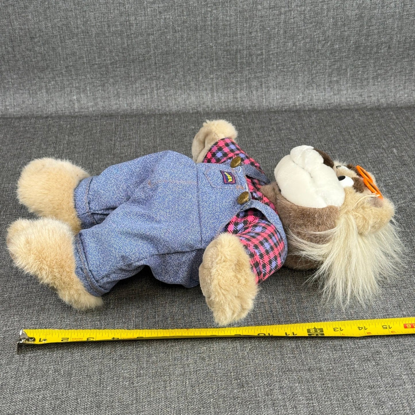 Vintage Tyco Bubba Lion Plush Toy 1997 Denim Overalls Shirt Sunglasses