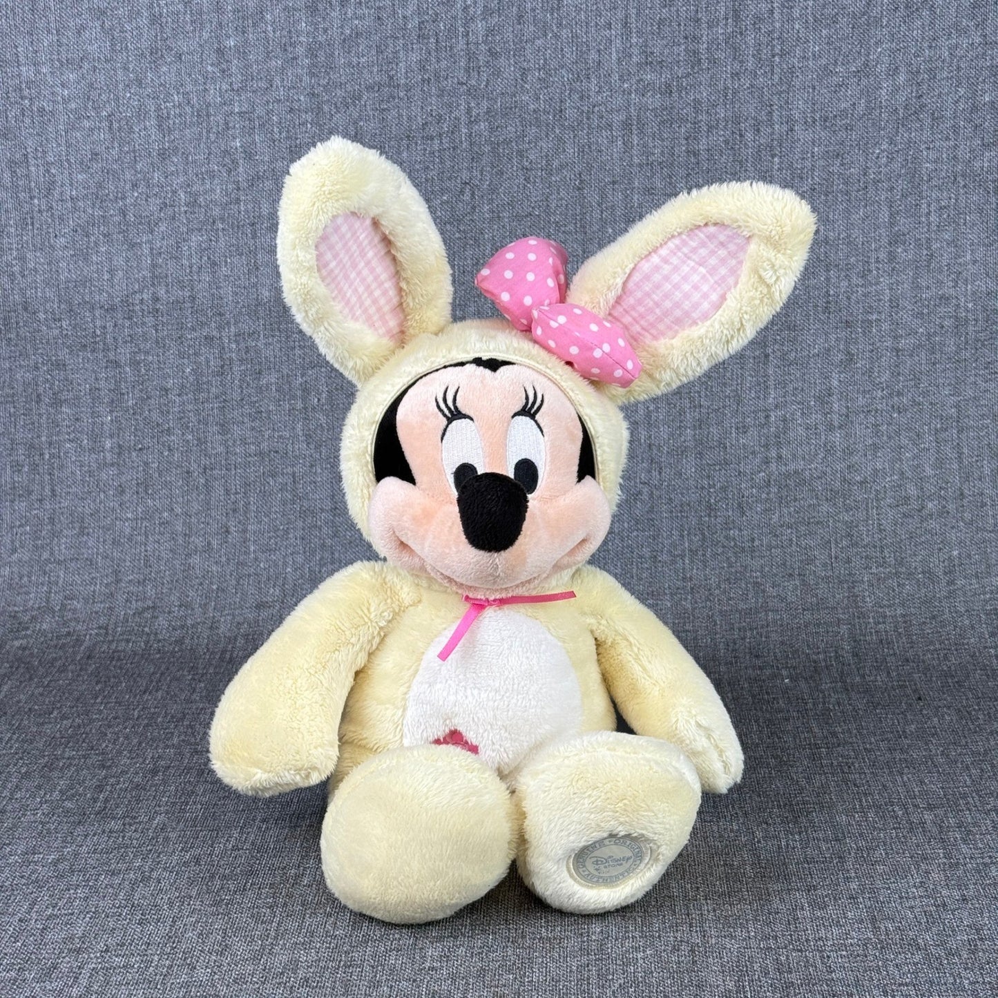 Disney Store Minnie Mouse Easter Bunny Plush 11 Inch Sitting Stuffed Animal Toy