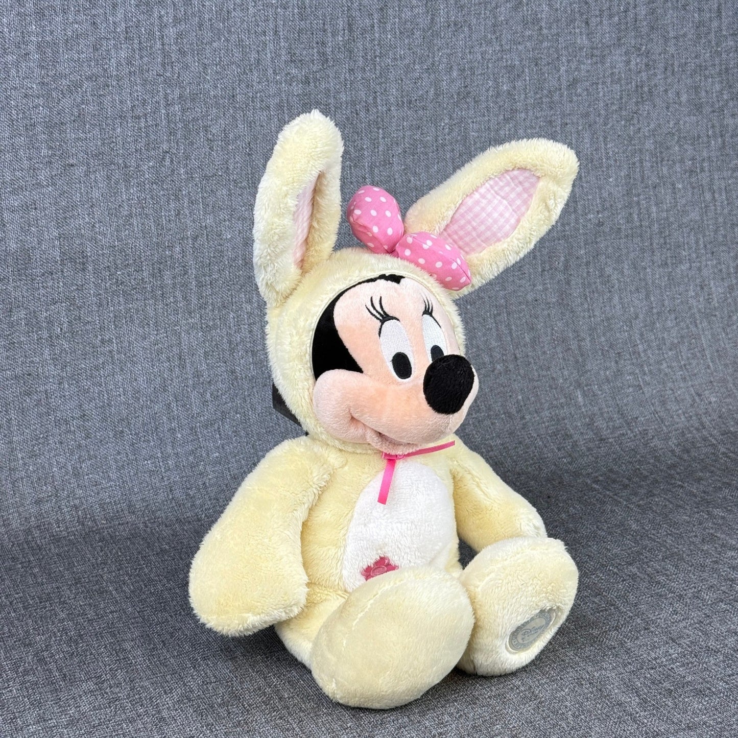 Disney Store Minnie Mouse Easter Bunny Plush 11 Inch Sitting Stuffed Animal Toy