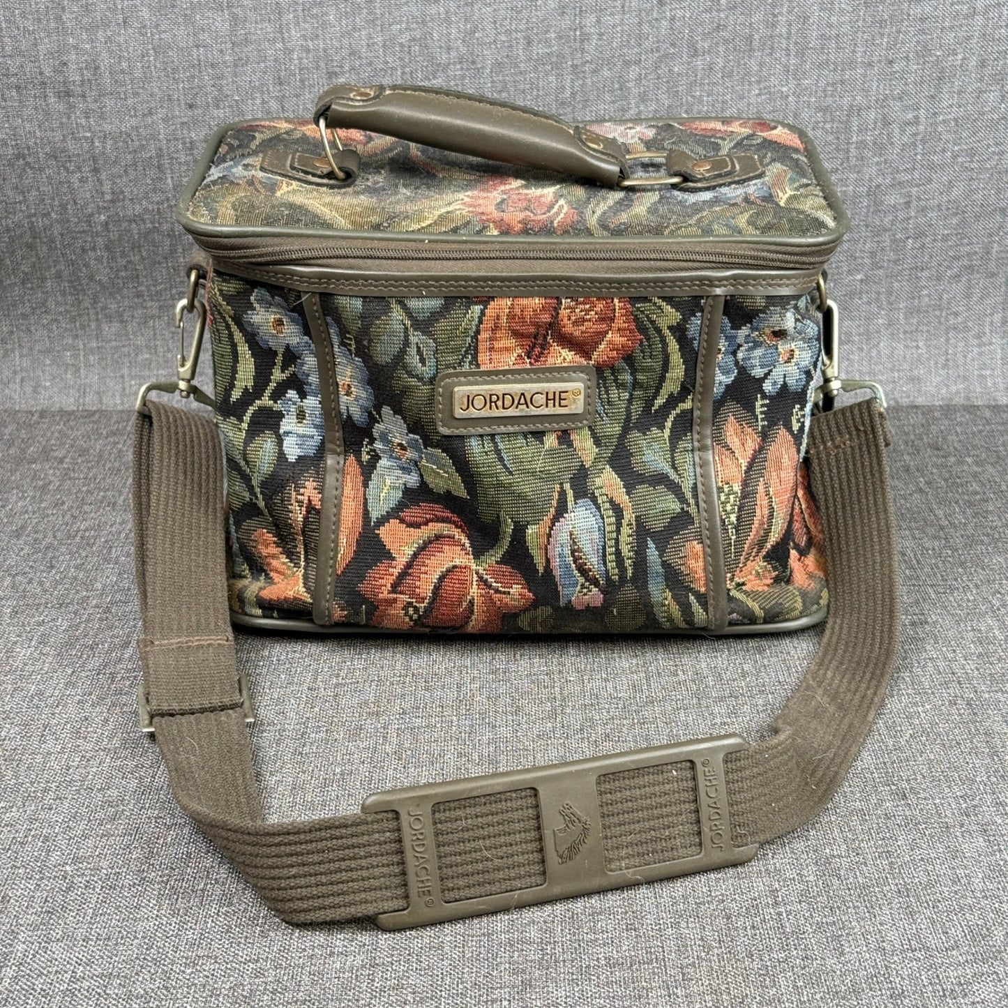 Jordache Floral Tapestry Bag Vintage Travel Carry On Handbag