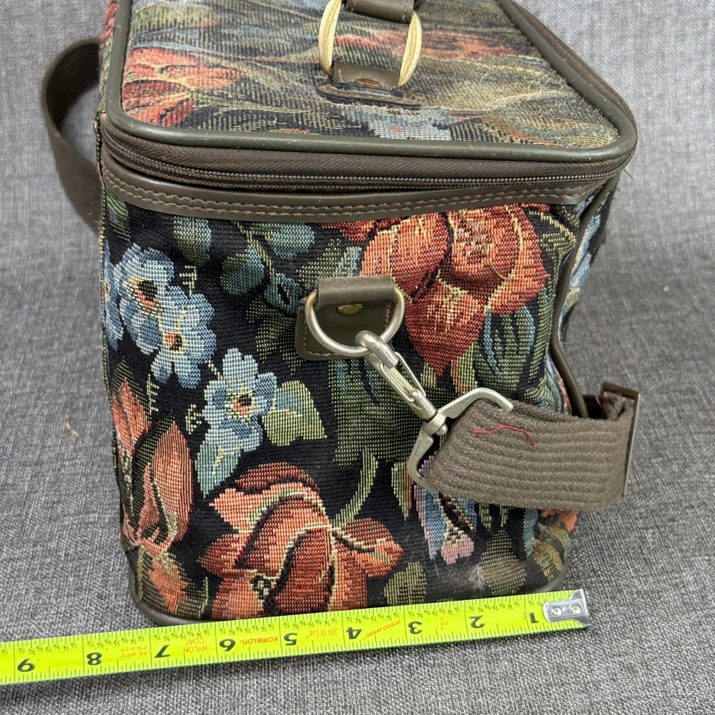 Jordache Floral Tapestry Bag Vintage Travel Carry On Handbag