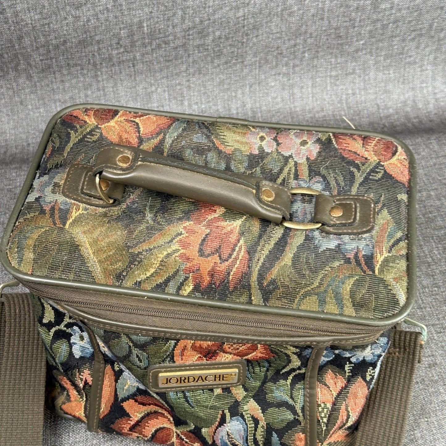 Jordache Floral Tapestry Bag Vintage Travel Carry On Handbag