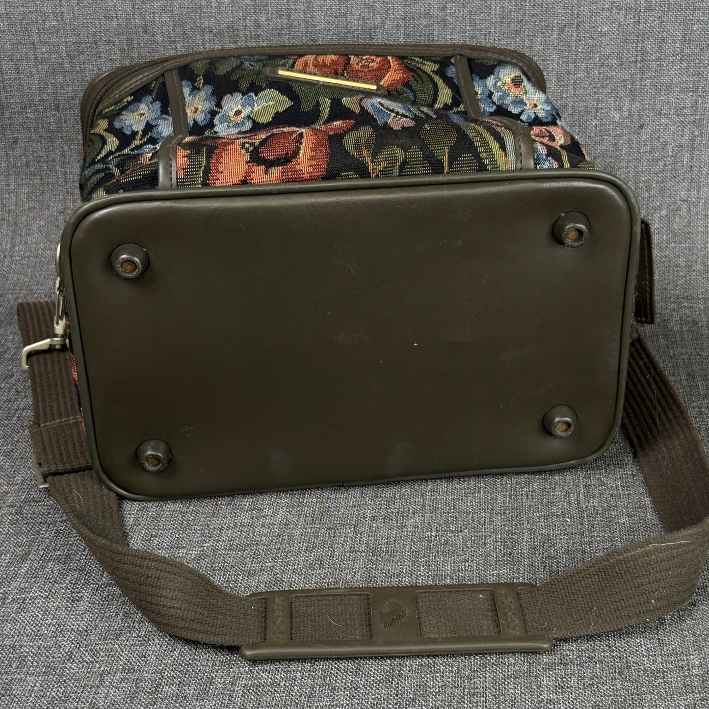 Jordache Floral Tapestry Bag Vintage Travel Carry On Handbag