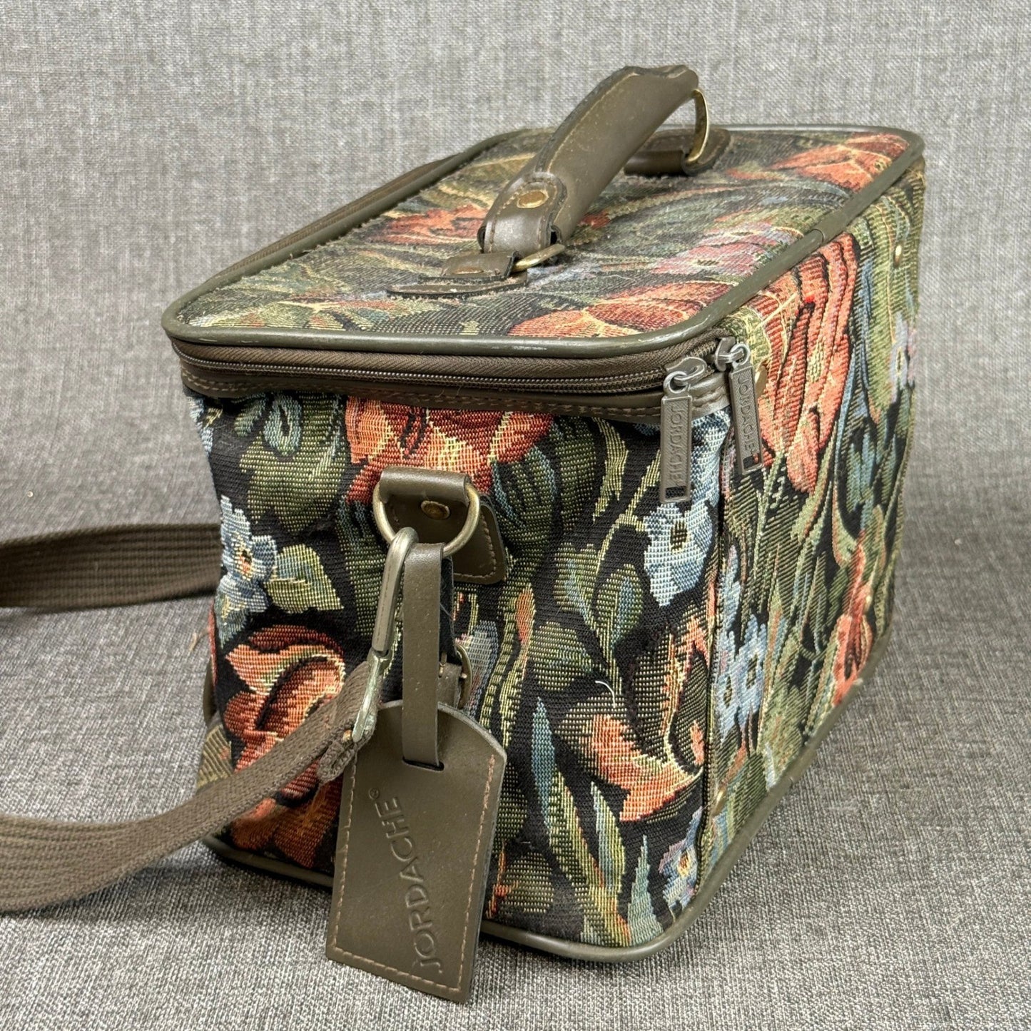 Jordache Floral Tapestry Bag Vintage Travel Carry On Handbag