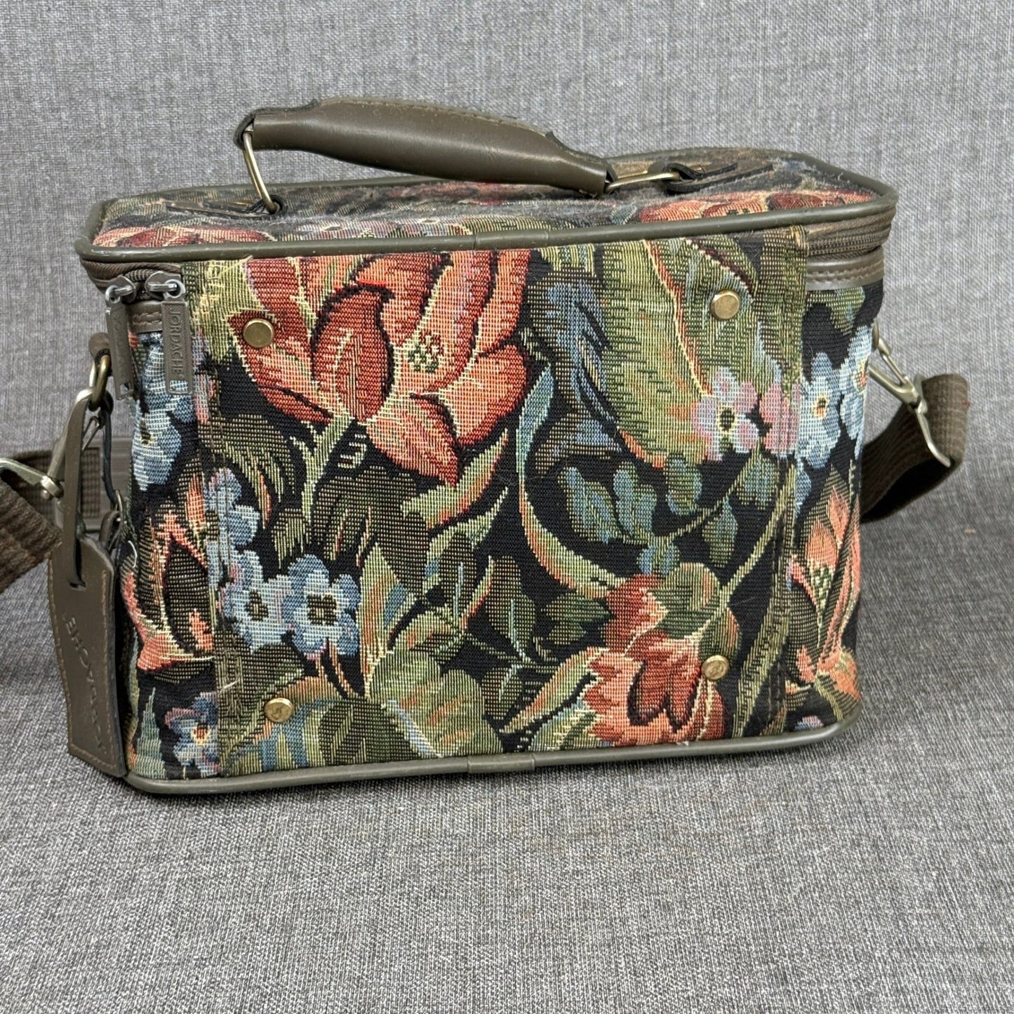 Jordache Floral Tapestry Bag Vintage Travel Carry On Handbag