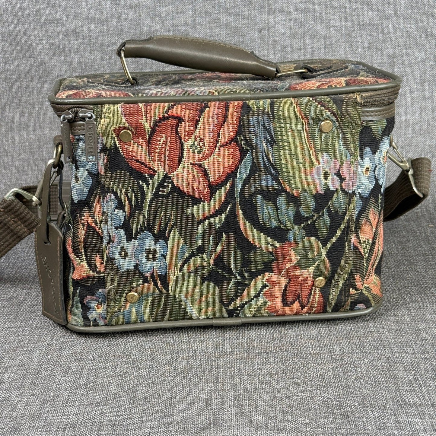 Jordache Floral Tapestry Bag Vintage Travel Carry On Handbag