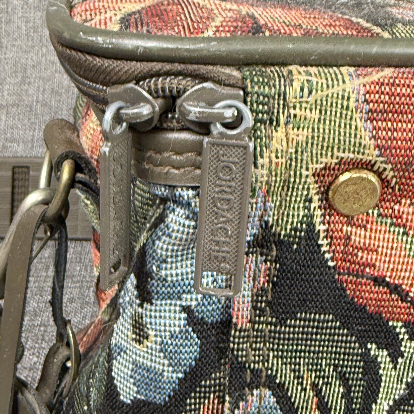 Jordache Floral Tapestry Bag Vintage Travel Carry On Handbag