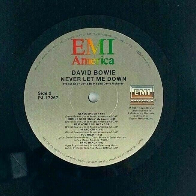 David Bowie Never Let Me Down PROMO Vinyl Record LP 1987 EMI America
