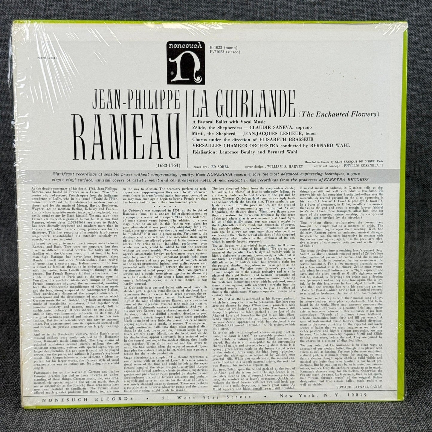 La Guirlande (The Enchanted Flowers) Vinyl Record Jean-Philippe Rameau NM