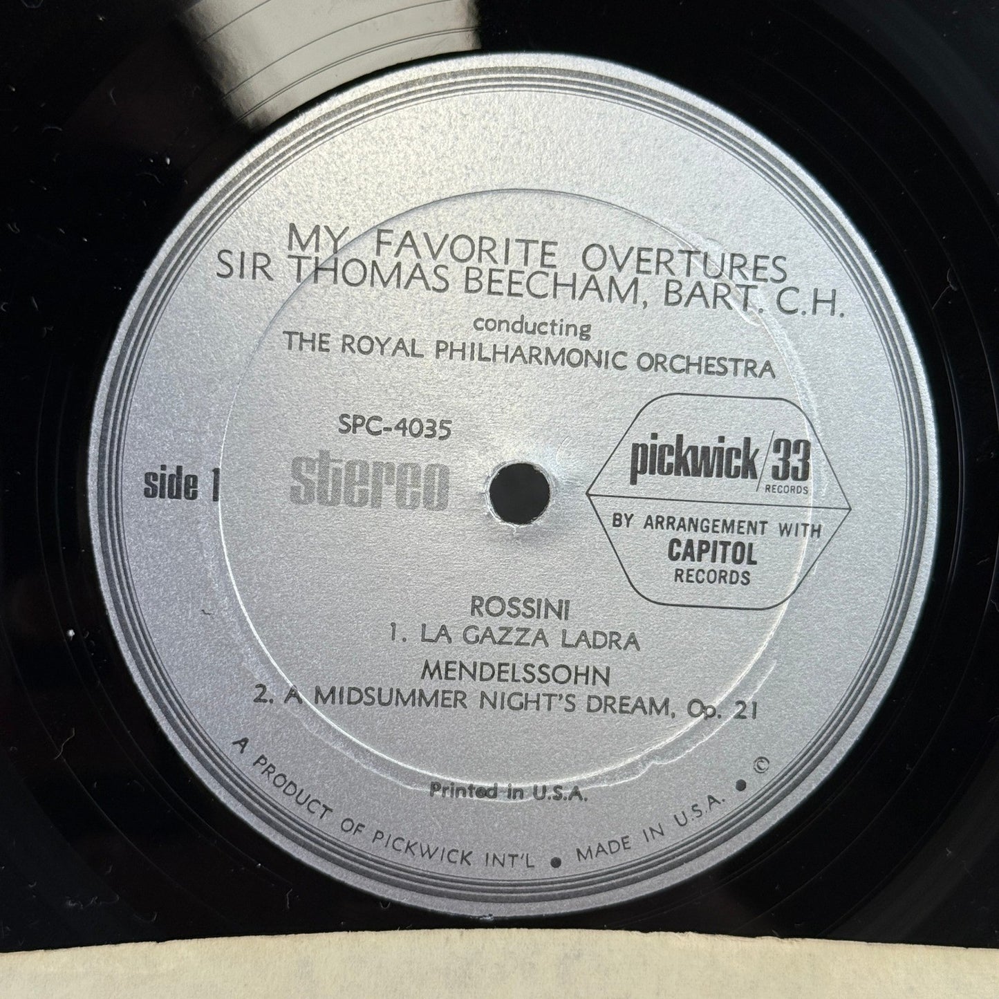 Sir Thomas Beecham Favourite Overtures Vinyl Record Pickwick Stereo LP NEAR MINT