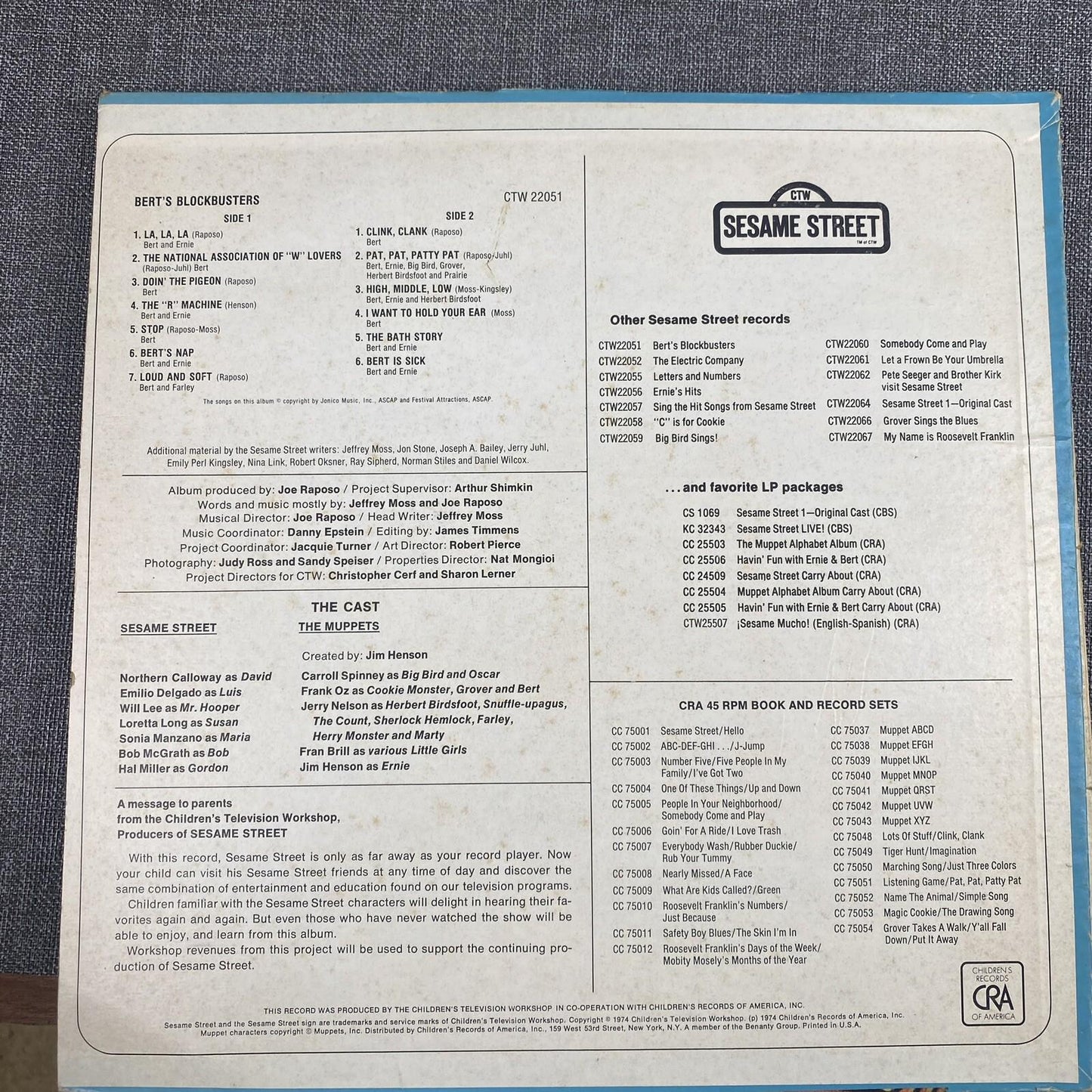 Sesame Street In Harmony , Bert's Blockbusters Vinyl Record 3x Vinyl Records
