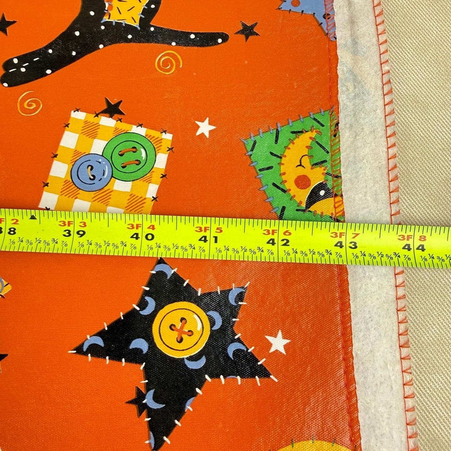 Halloween Vinyl/Flannel Backed Tablecloth Orange Black Cat Moon Stars 86"x 51"