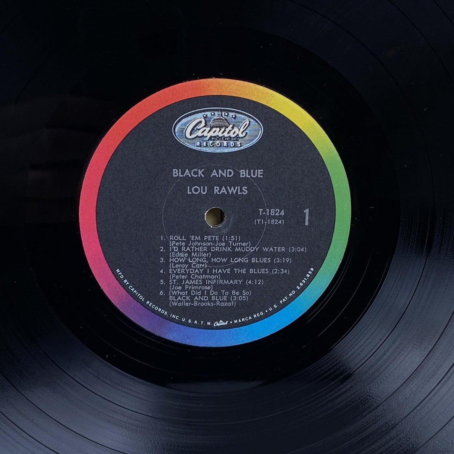 Lou Rawls Black and Blue Vinyl Record, by Capital Records,