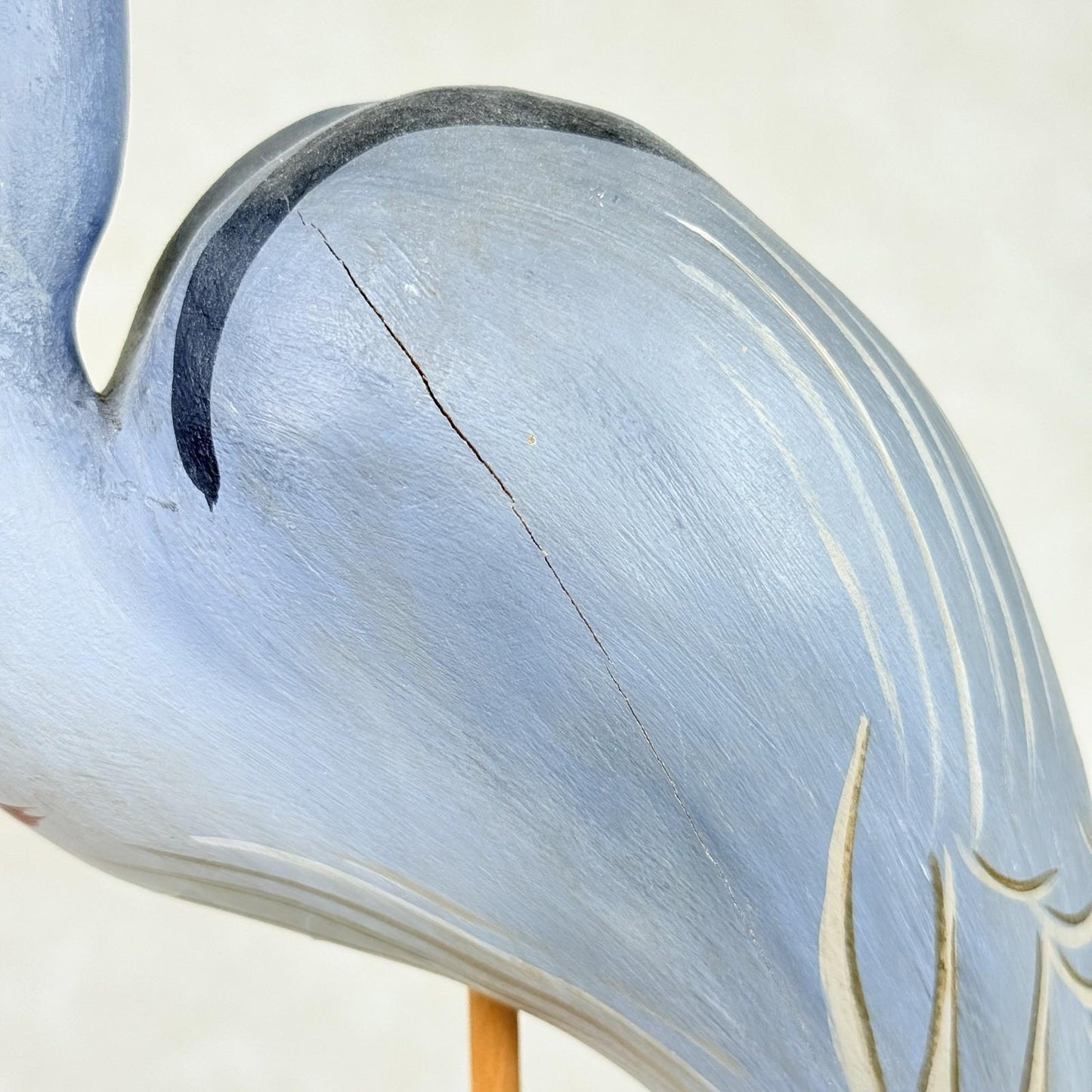 Jim Britton Large Wood Sculpture of Standing Blue Heron 22.5"