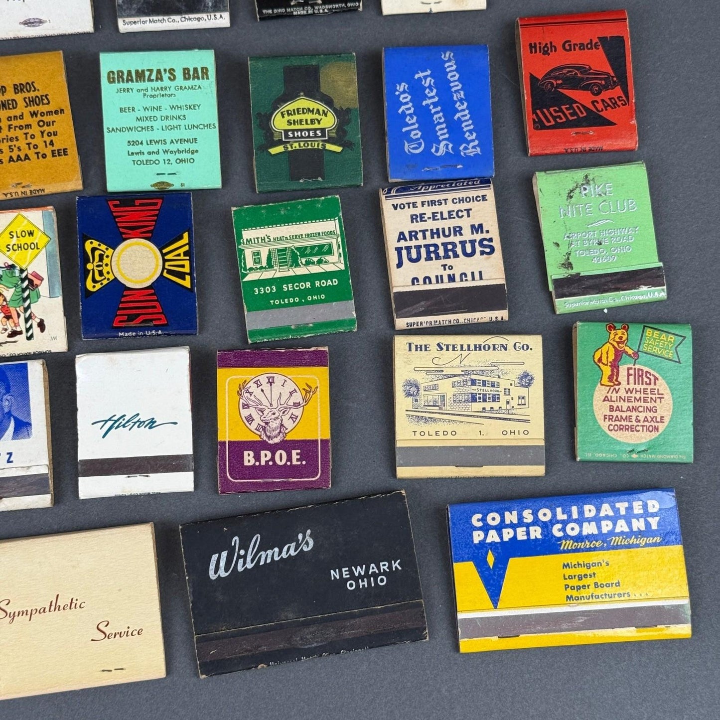 Vintage Matchbook Collection Lot 58pc Toledo Ohio Advertising Mixed Multi Good
