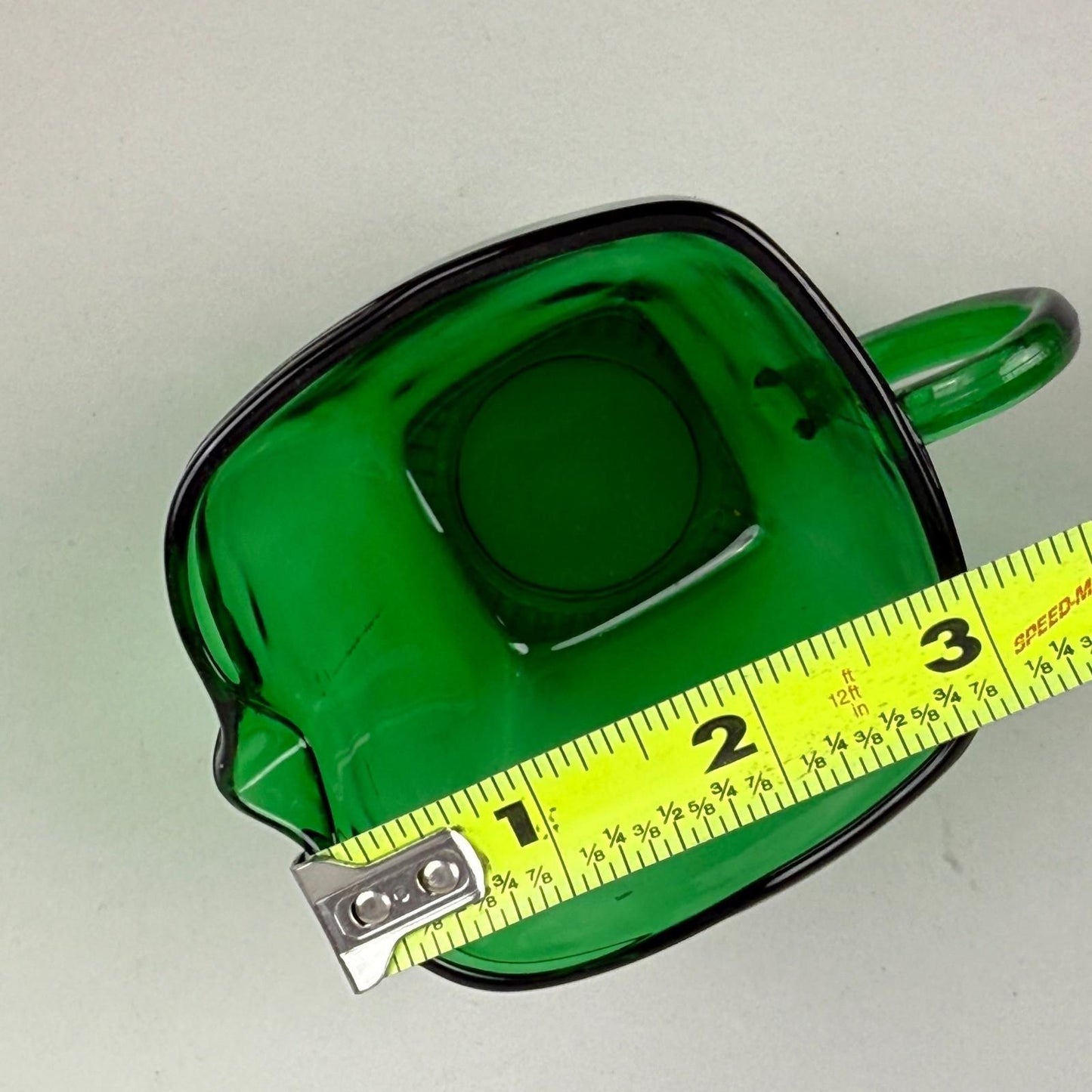 Anchor Hocking Emerald Green Glass Creamer and Sugar Set, Square Shaped