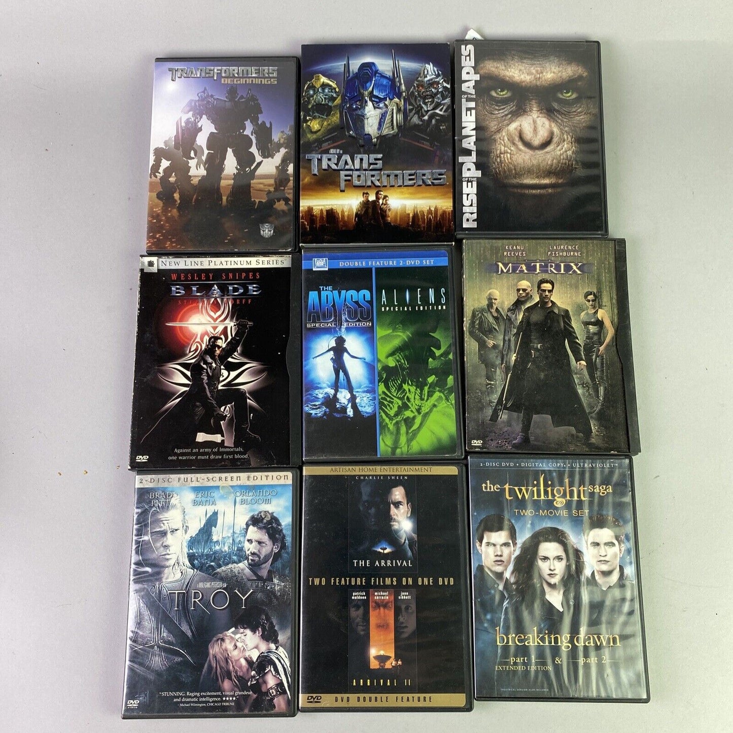 Lot of 9 DVD Si-Fi Movies (Transformers, Blade, Rise Planet of the Apes, etc..)