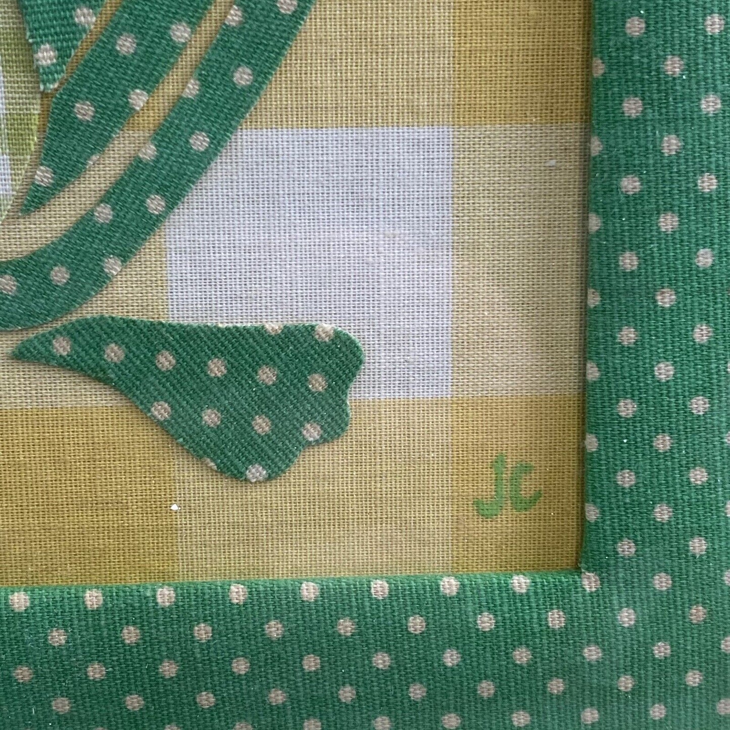 Frog Textile Art 12"x12" by Jane Cohler Design Fabric Polka Dots Boho 1975