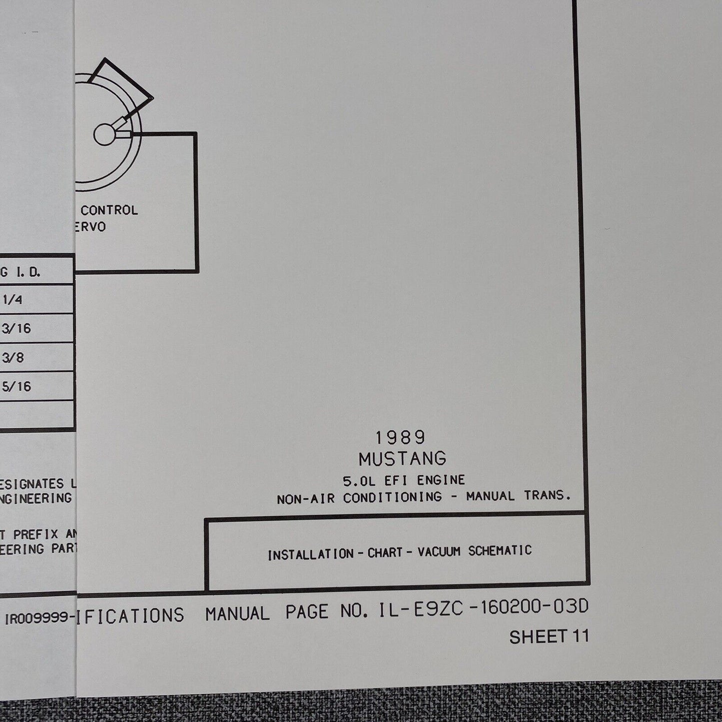 OEM Ford 1989 Ford Mustang 5.0L EFI non-Air Cond. - Vacuum Schematic Diagram