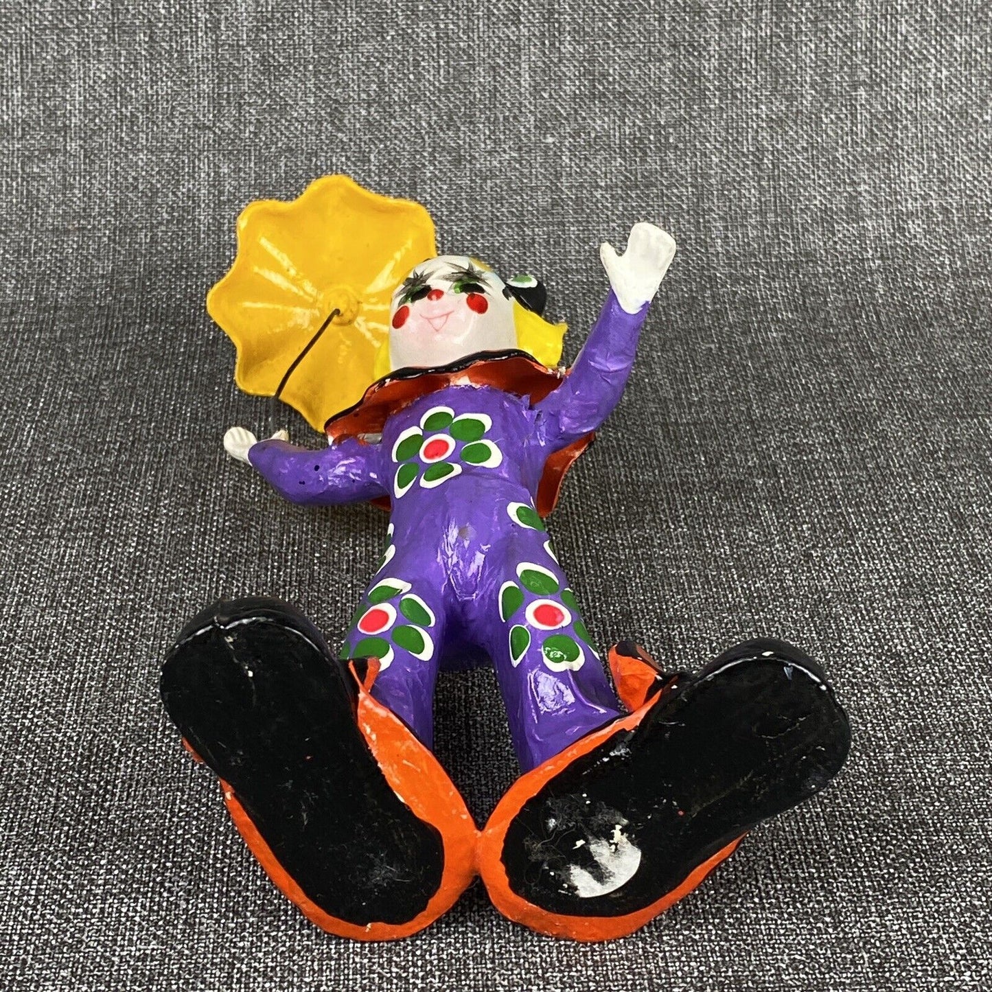 Mache Clown Umbrella Handpainted Vintage Colorful