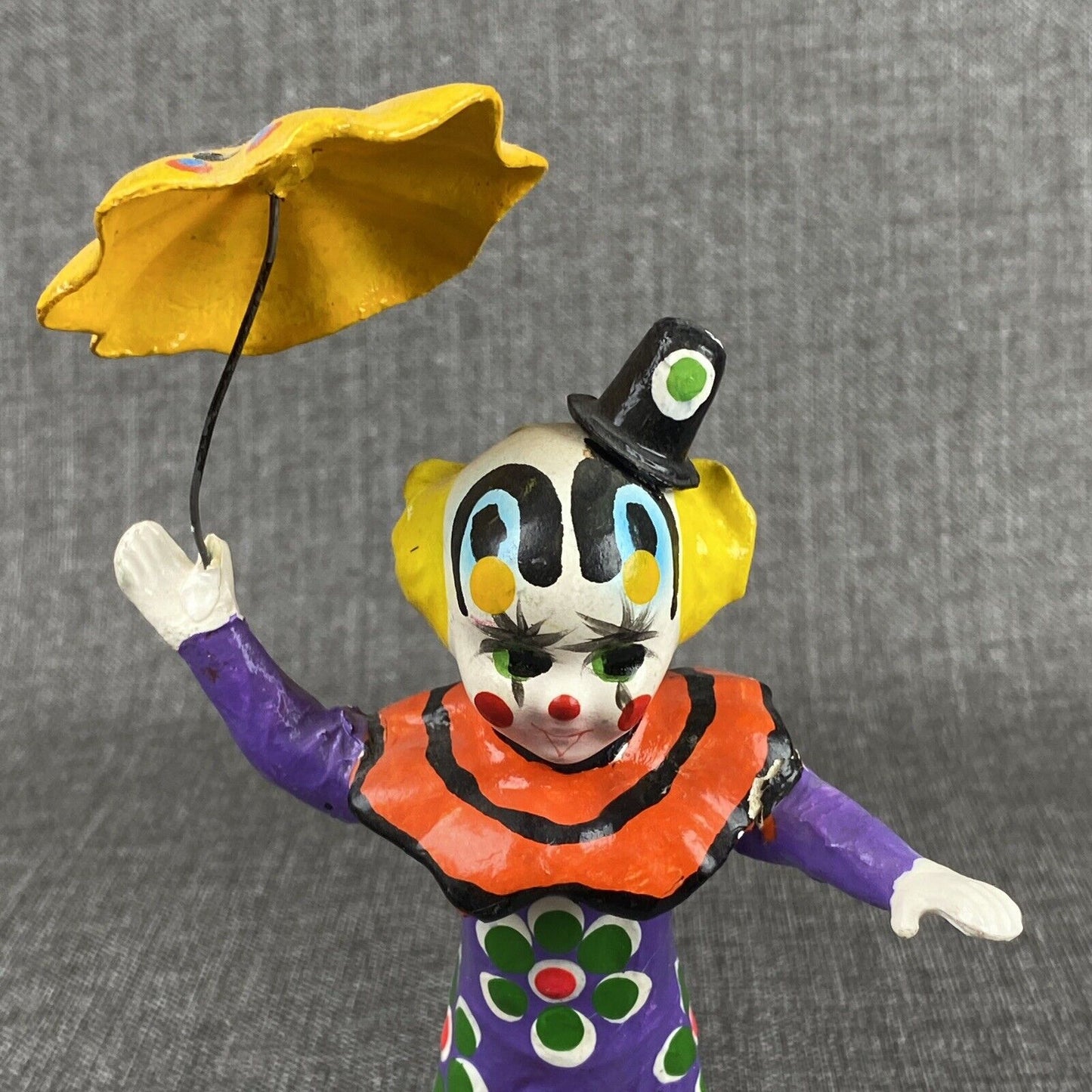 Mache Clown Umbrella Handpainted Vintage Colorful