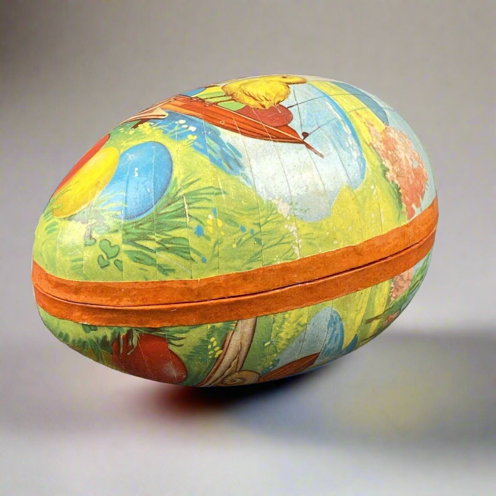 Easter Paper Mache Egg Candy Container 4" made in West Germany