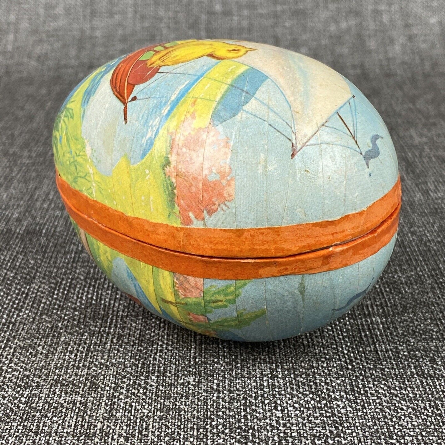 Easter Paper Mache Egg Candy Container 4" made in West Germany