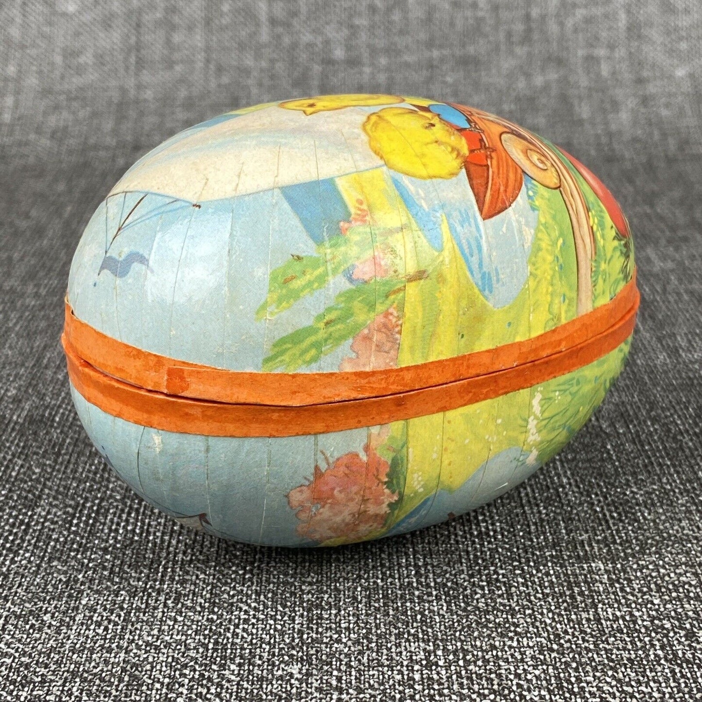 Easter Paper Mache Egg Candy Container 4" made in West Germany