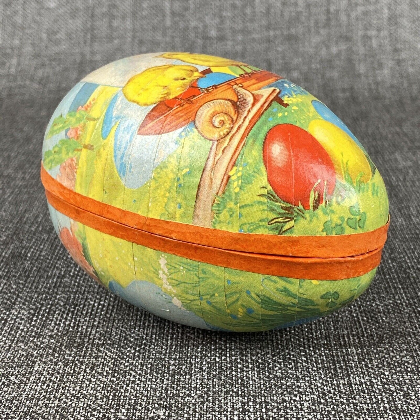Easter Paper Mache Egg Candy Container 4" made in West Germany