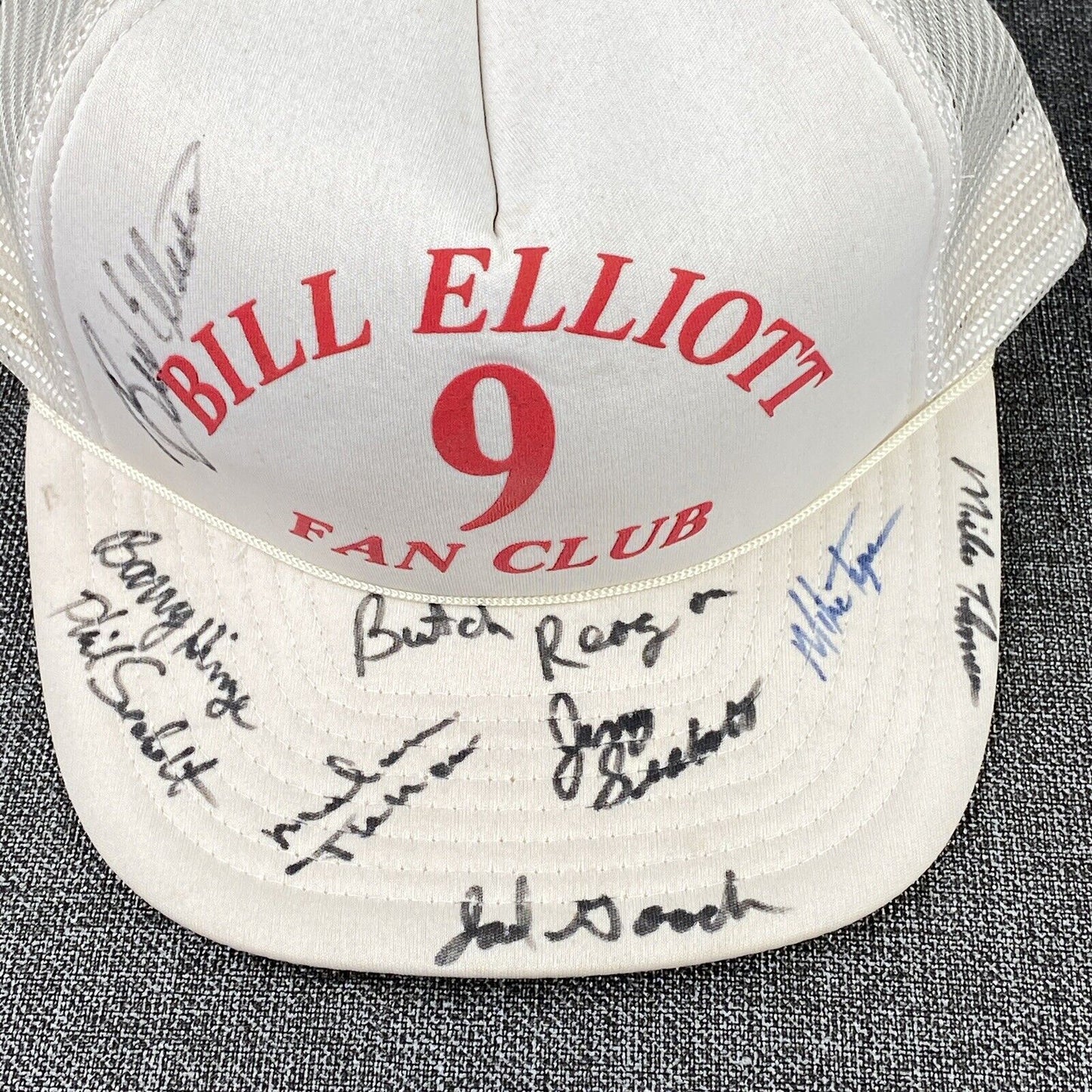 Autographed Bill Elliott, butch Rogers, and more #9 Fan Club Trucker's Hat