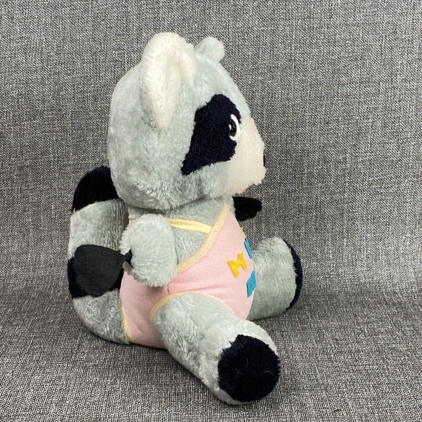 Vintage Rushton Raccoon Plush 10" sitting