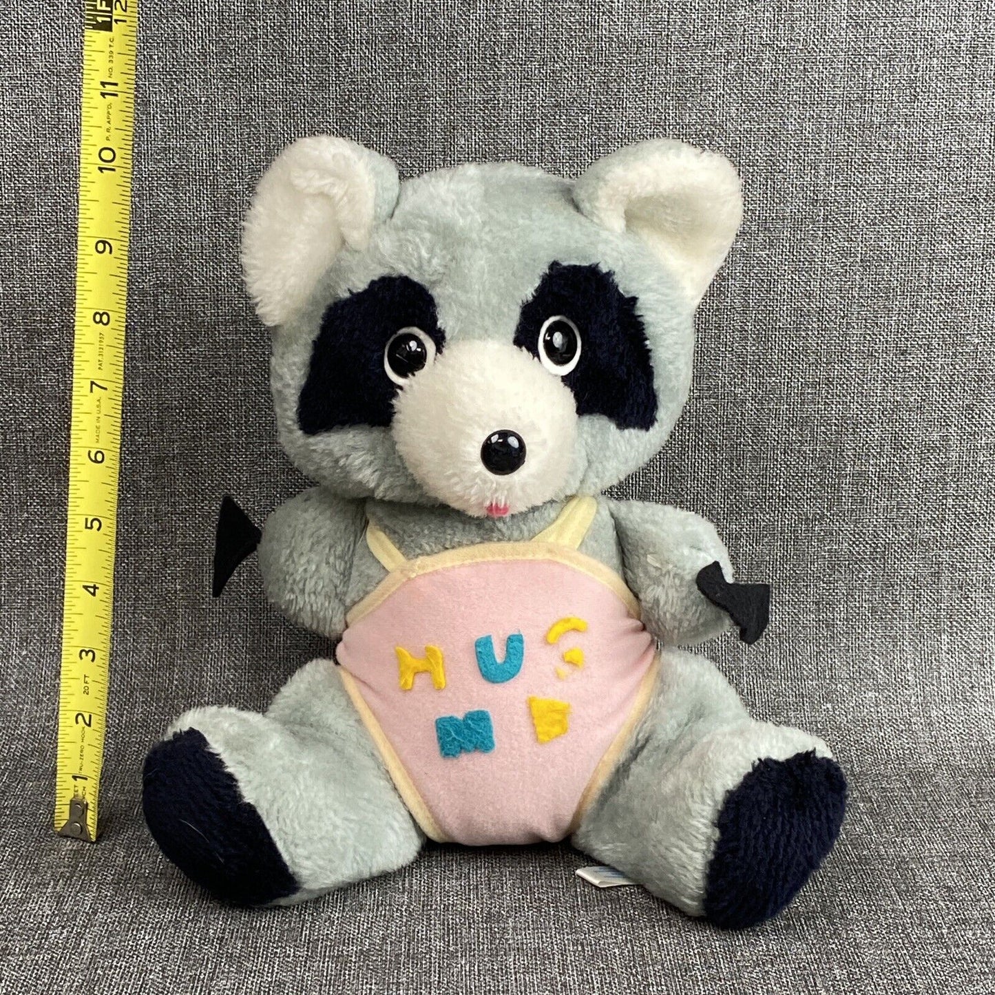 Vintage Rushton Raccoon Plush 10" sitting