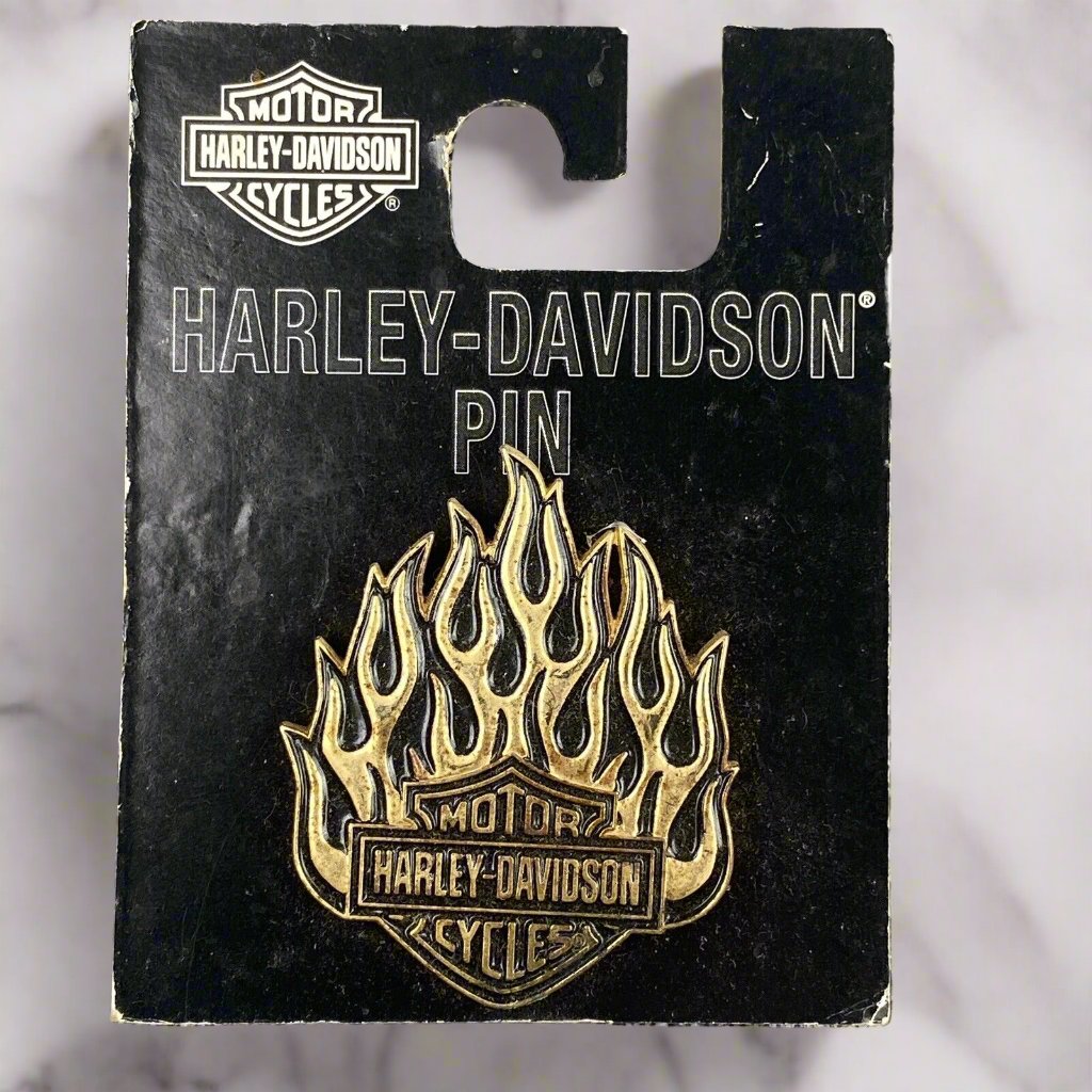 Harley-Davidson Flames , Flaming Logo Pin , New Old Stock